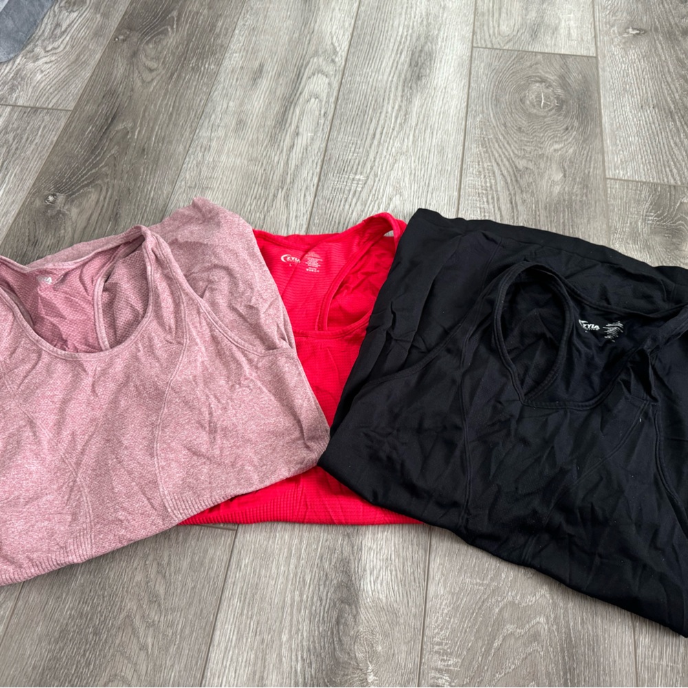 Lot of ZYIA Poppy, Red and Black Copper Charged Tanks- Size L